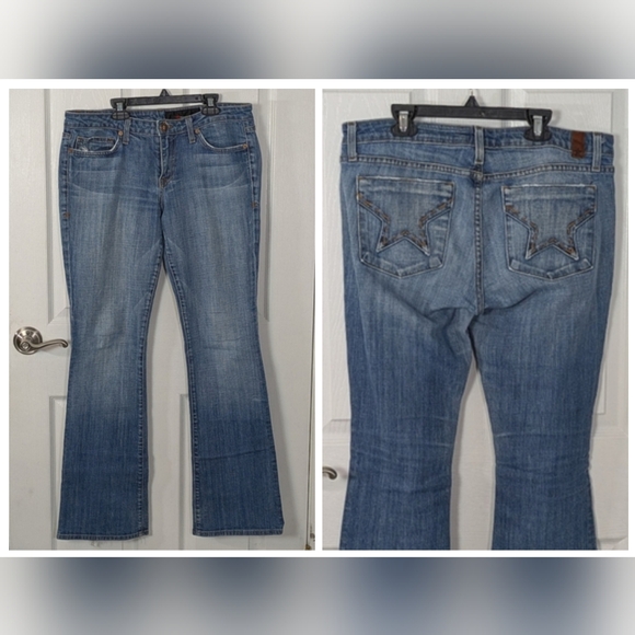 Y2K People's‎ Liberation Bella Boot Cut Star Embroidered Pocket Jeans Size 32 - Picture 1 of 11